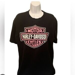 Harley-Davidson Black and Pink Logo Tee